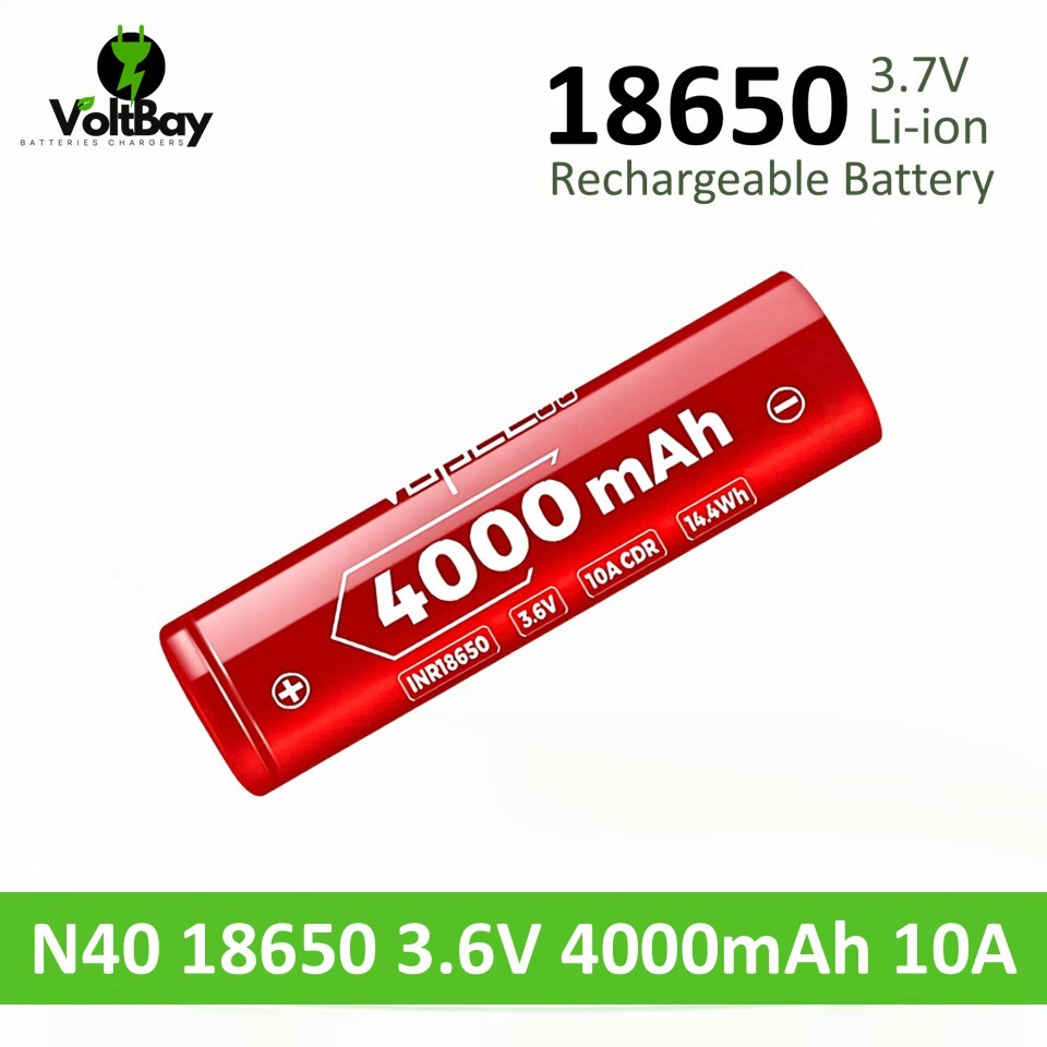 Vapcell N40 ถ่านชาร์จ 18650 4000mAh 10A แรงดัน 3.6V แบตเตอรี่ลิเธียม