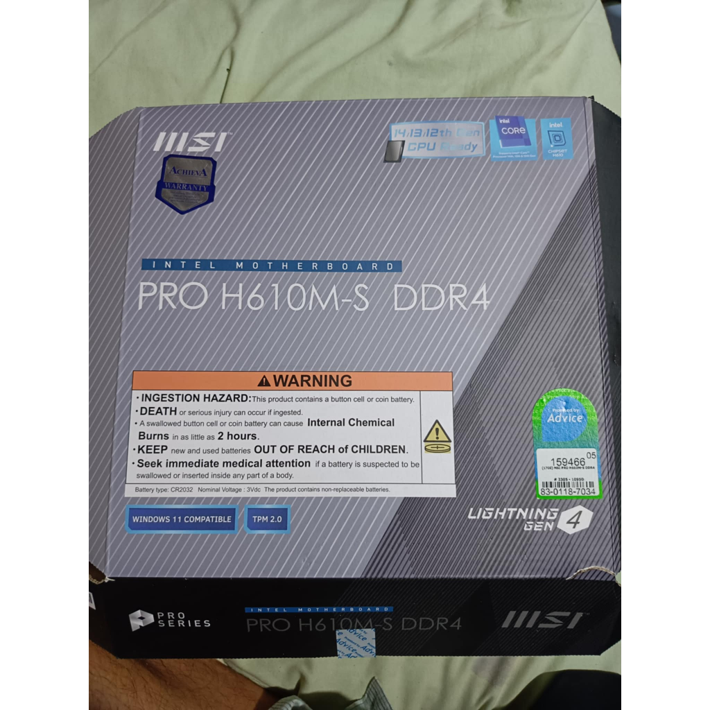 🇹🇭เมนบอร์ด+ซีพียู MSI PRO H610M-S DDR4  + CORE I3-12100F มือสอง บอด มีกลอ่ง  ประกัน ประกัน Advice เห