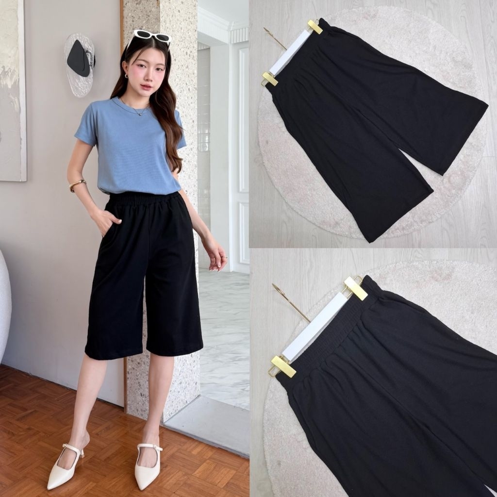 [ P8 ] WARA กางเกงขา 4 ส่วน ผ้าร่อง (ยาว 26 นิ้ว)