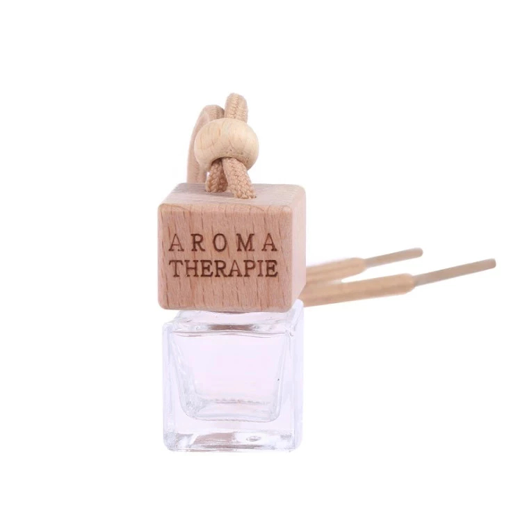 [ลดพิเศษ] ซื้อ 3 แถม 2📍ขวดน้ำหอมเปล่าแบบแขวน 8มล.ในรถยนต์ จี้น้ำหอม ขวดแก้วใสทรงสี่เหลี่ยม ฝาไม้ - รูปที่ 5