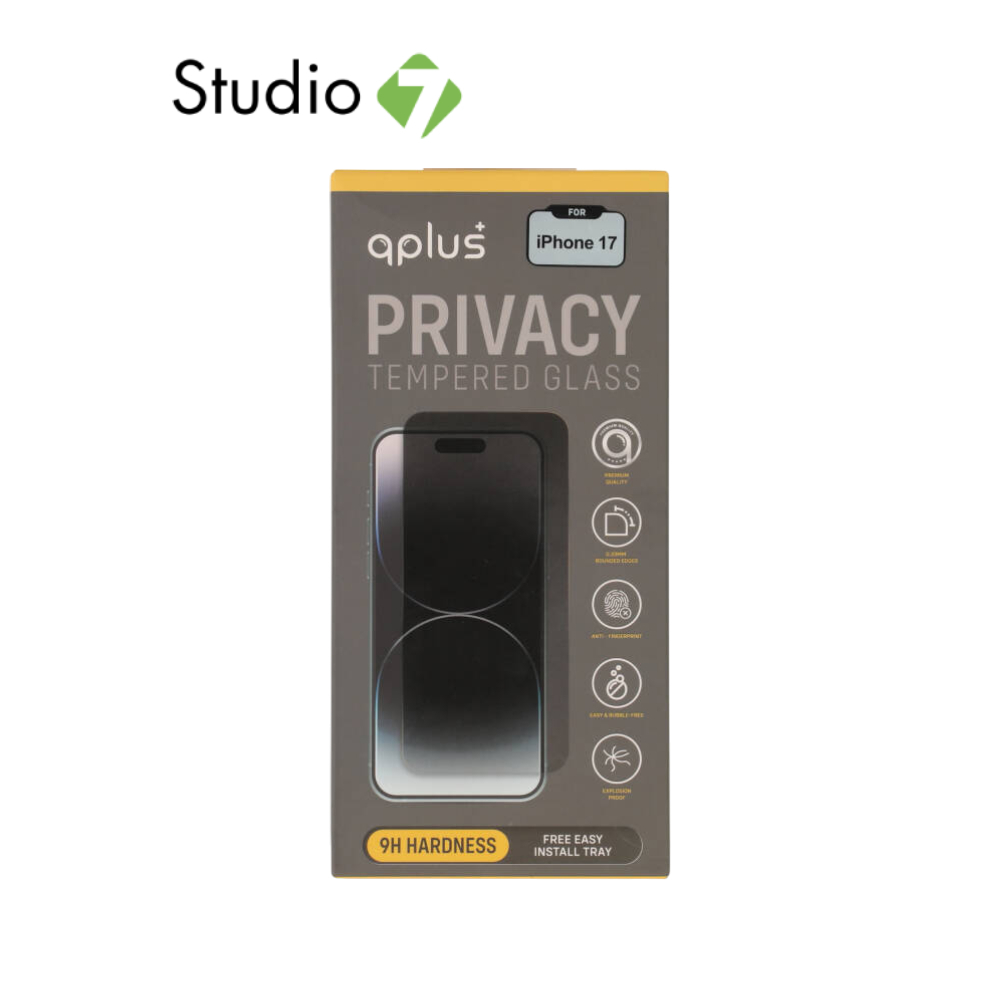 ฟิล์มกันรอย QPLUS Tempered Glass iPhone 17/Air/17 Pro/17 Pro Max Privacy Full Coverage Easy Install by Studio7