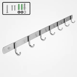 ราวตะขอ ราวแขวน อเนกประสงค์ สแตนเลส 304 แบบ 8 ตะขอ ความยาว 60 ซม. Stainless Steel 304 Multipurpose Hook, 8 hooks, 60 cm.