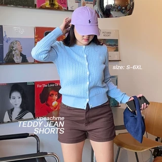 *มีส่งด่วน* upeachme(D11-D19) TEDDY JEAN SHORTS (S-6XL) กางเกงยีนส์ขาสั้นสีน้ำตาล ยีนส์ขาสั้นเอวต่ำ ยีนส์ขาสั้นเอวสูง