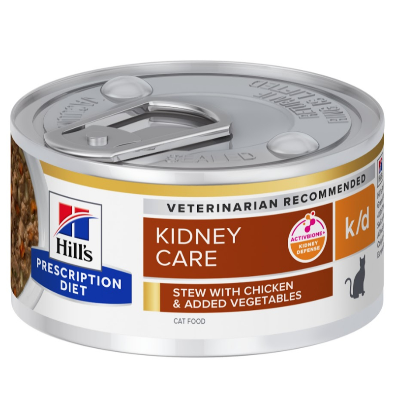 [12 กระป๋อง] Hill 's Feline k/d Chicken & Vegetable stew 2.9 ozอาหารเปียกสำหรับน้องแมวเนื้อสตรูโรคไต