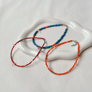 สร้อยข้อเท้า ลูกปัดหลากสี 10 นิ้ว หินแตก ไข่มุกน้ำจืด ไข่มุก…