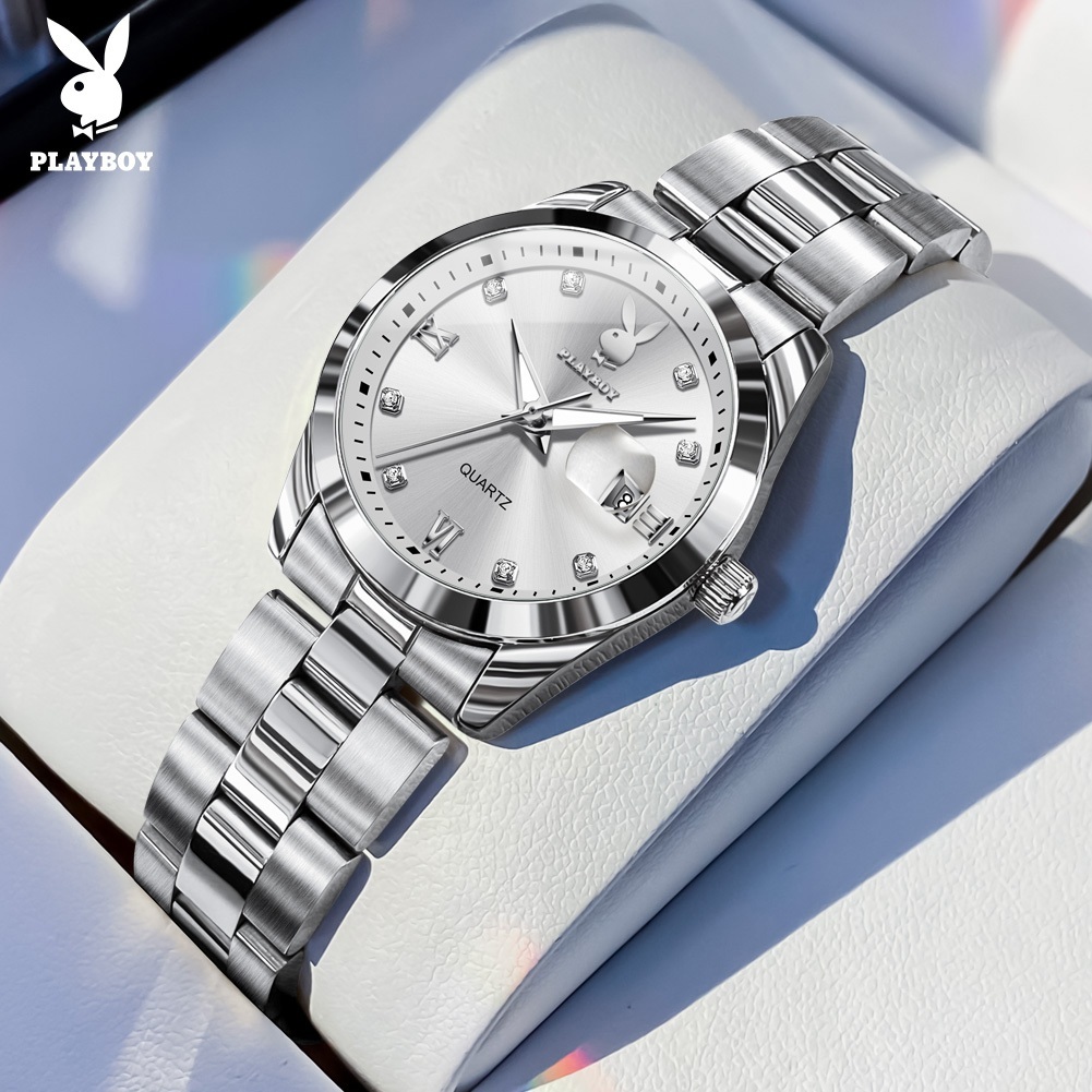 PLAYBOY 3503 สปอตสินค้า นาฬิกาข้อมือผู้หญิงหนุ่มสาว กันน้ำได้ 100% สายสเตนเลส รับประกัน 3 ปี