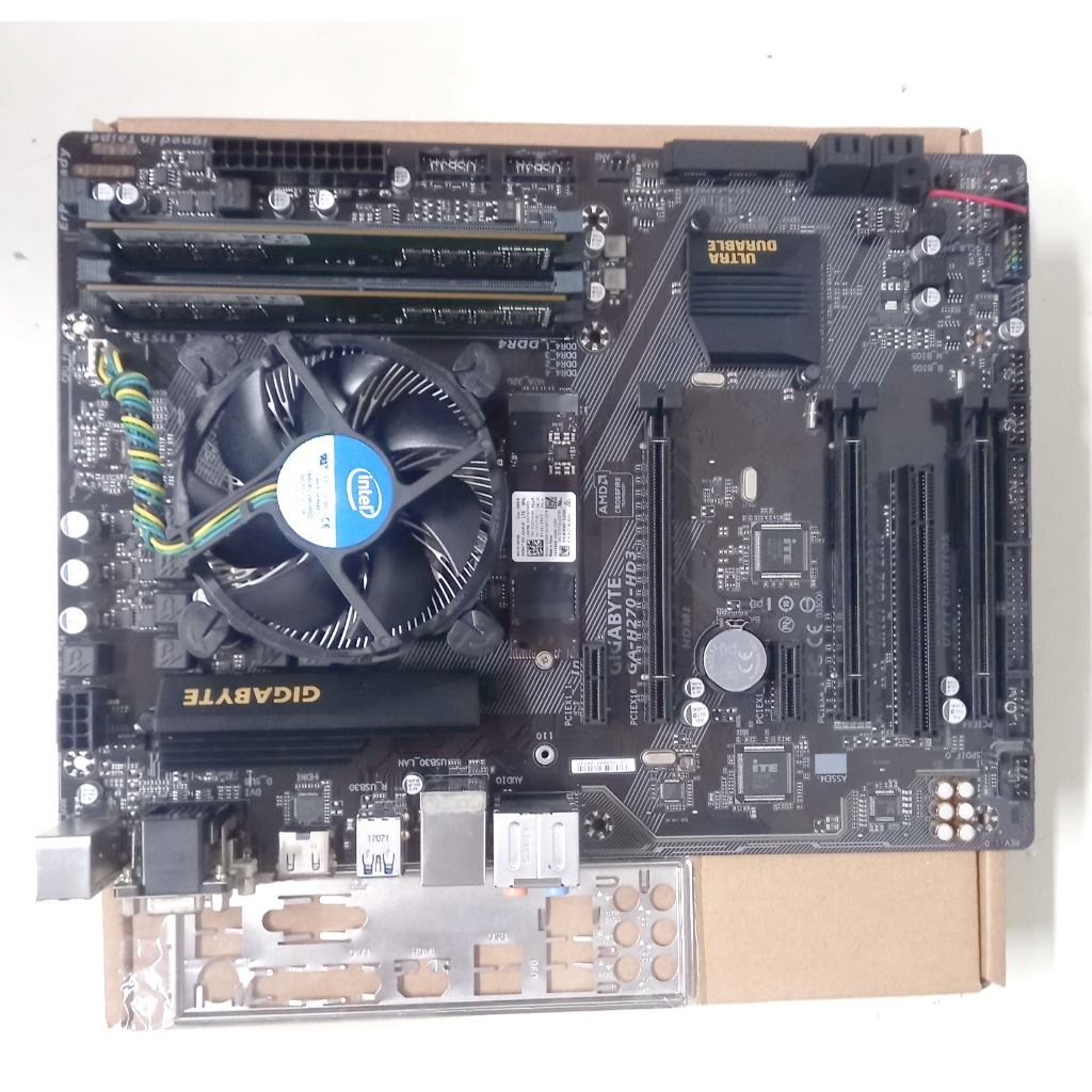 Intel CORE i5 Gen7 7400 เมนบอร์ด 1151 GIGABYTE GA-H270-HD3 SSD M.2 NVME 256GB RAM DDR4 16GB