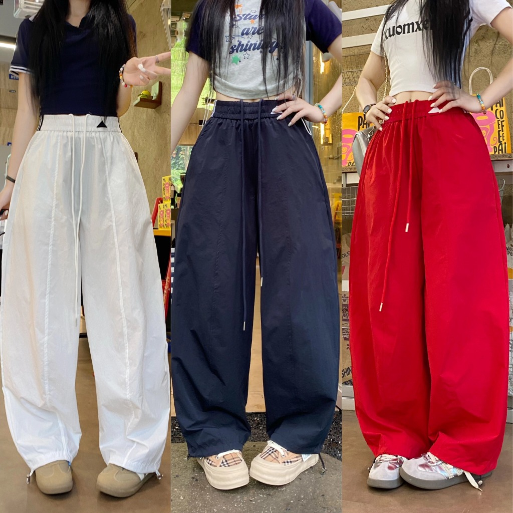 กางเกงลำลอง กางเกงวอร์ม สีพื้น ใส่สบาย มีเชือกที่เอว ปลายขามีสายเชือก #1501281