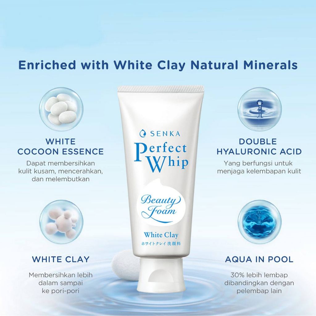 Senka Perfect Whip (Whip Foam/White Clay/Collagen In/Calming Cica) 120/150 g เซนกะ วิปโฟมล้างหน้า รูปที่ 3