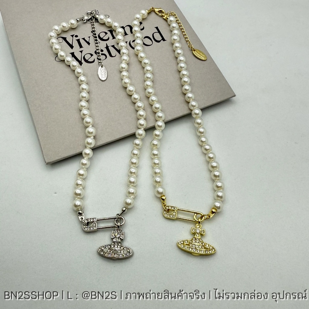 สร้อยคอจี้เข็มกลัดดาวเสาร์ อะไหล่เงิน - ทอง งานปั๊มแบรนด์ พร้อมส่งในไทย
