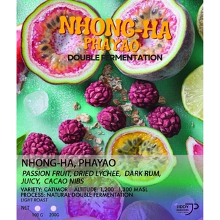 เมล็ดกาแฟคั่วอ่อน หนองห้า Double Fermentation หอมเสาวรส ลิ้นจี่ สตอเบอรี่ เปรี้ยวจัดจ้าน สดชื่น | Jiddy Roasters
