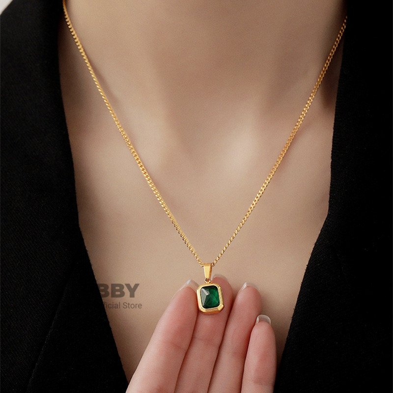 BBY สร้อยคอ Emerald มินิมอล แบบหรู ทอง 18K S005