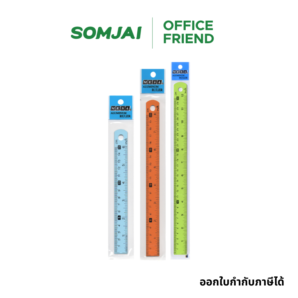 MESA ไม้บรรทัด อลูมิเนียมพ่นสี 6 นิ้ว /8 นิ้ว /12 นิ้ว (คละสี)