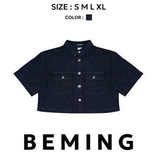 Bemingtop1014(S-XL)-BMG Cropped Denim Shirt เชิ้ตเดนิมครอปที…