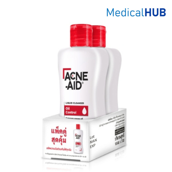 Acne Aid Liquid Cleanser AcneAid แอคเน่ เอด สีแดง สบู่เหลวล้างหน้า 100 ml จำนวน 2 ขวด แพคคู่ 17060