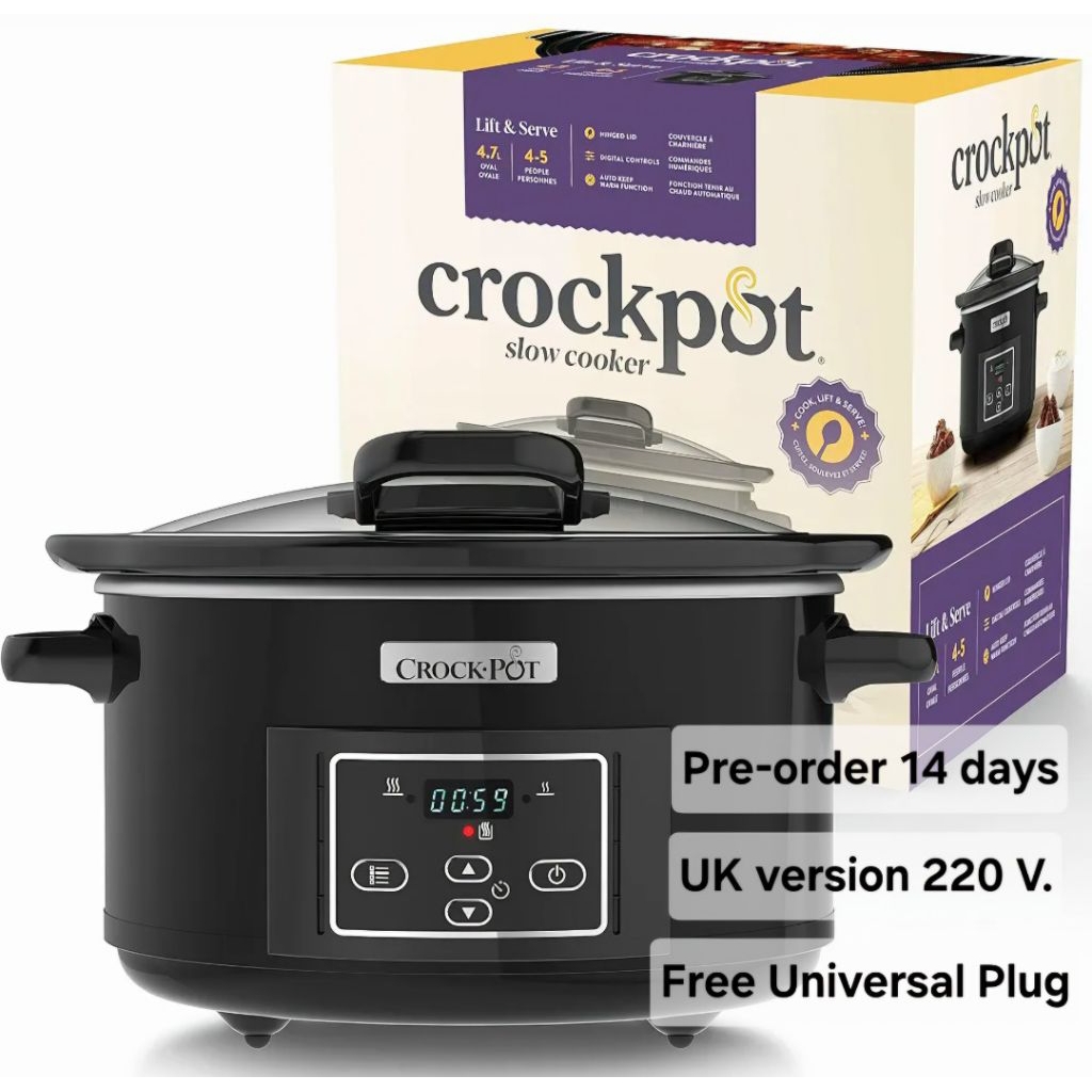 🔥 Preorder – Original Crock-Pot Slow Cooker (5L, Ceramic, UK Ver. 220V) Perfect for Thai Homes + Fre