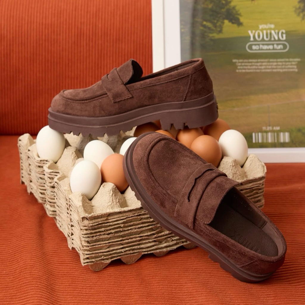 MINXSHOES รุ่น Wynn velvet Size 33 สี Mocha (รองเท้าโลฟเฟอร์หนังกลับ)