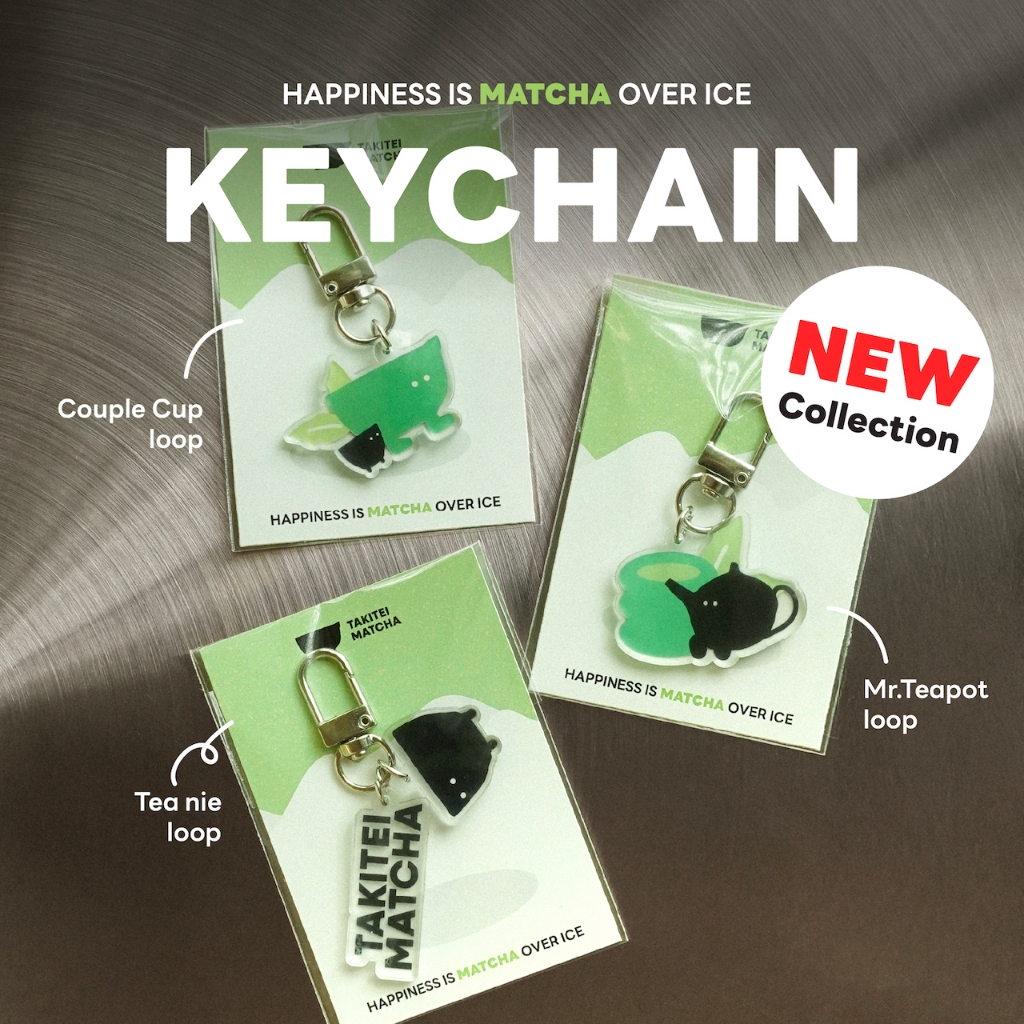 TAKITEI MATCHA Keychain | พวงกุญแจอะคริลิค ลายมัทฉะ | มี3แบบให้เลือก | สำหรับห้อยกระเป๋า ของที่ระลึก | ขนาดความยาว5cm.