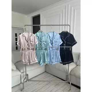PTSL111 ชุดนอนขาสั้นแขนสั้น Satin Premium PROMTHONG