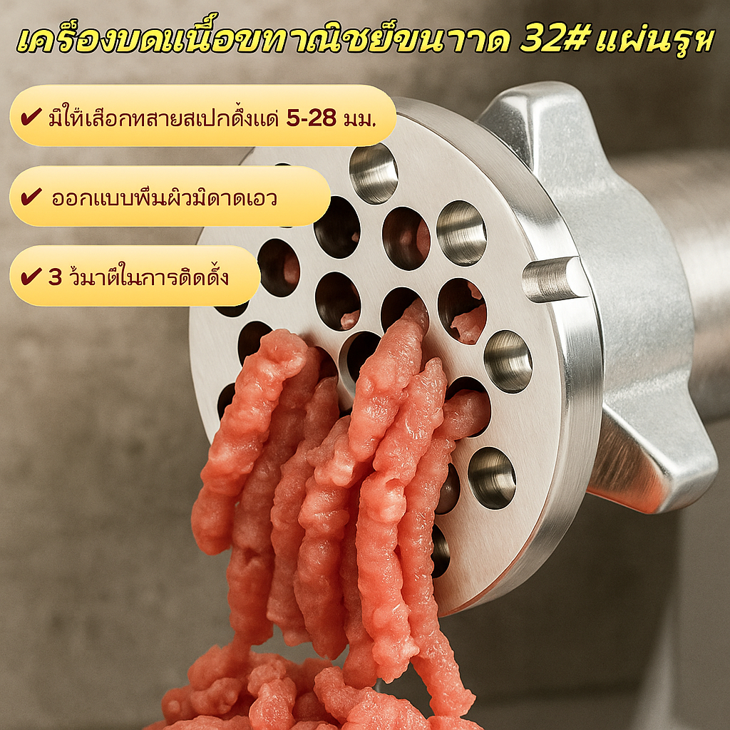 หน้าแว่นเครื่องบดเบอร์32，หน้าแว่น/รังผึ้ง/ตะแกรง，หน้าแว่น รังผึ้ง เครื่องบด ，รูปรังผึ้ง，ใช้สำหรับเครื่องบดเนื้อ