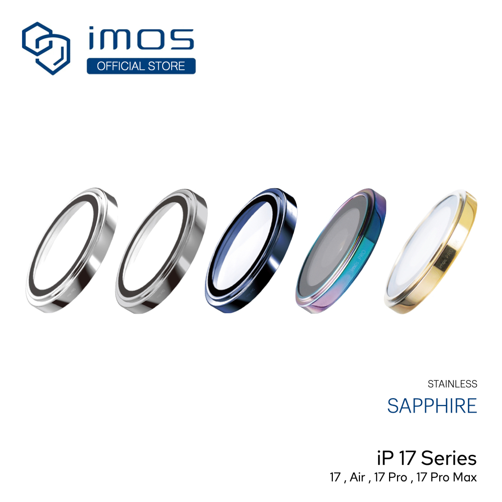 IMOS ฟิล์มกระจกเลนส์กล้อง Sapphire Len Protector Stainless ใช้สำหรับ iPhone 17 Series แหวนกันรอยเลนส