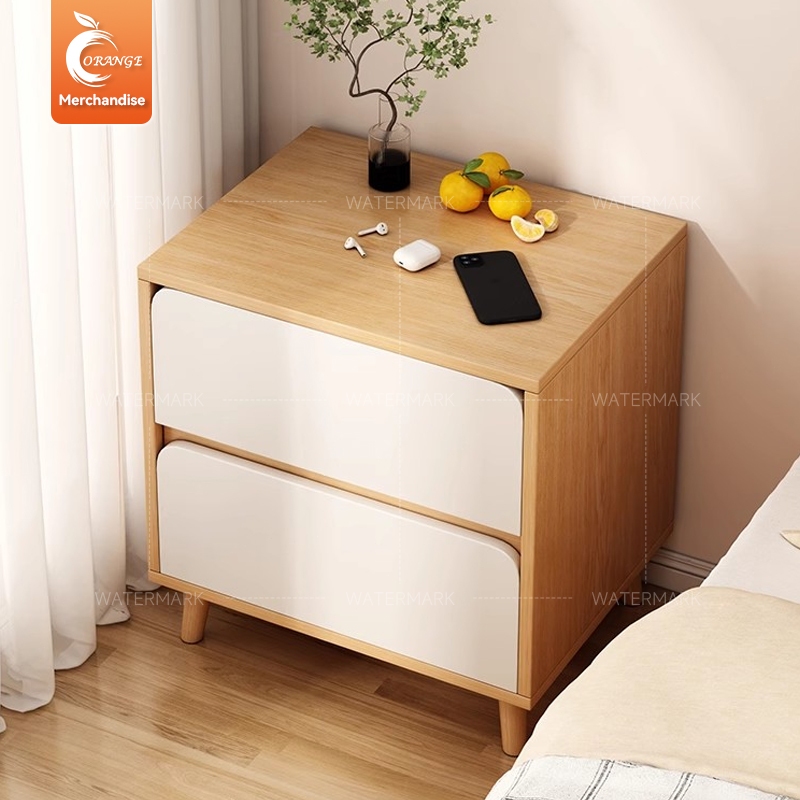 Orange ตู้ข้างเตียงไม้ มีลิ้นชัก ดีไซน์มินิมอลเรียบหรู ขนาดกะทัดรัด พร้อมส่งจากไทย