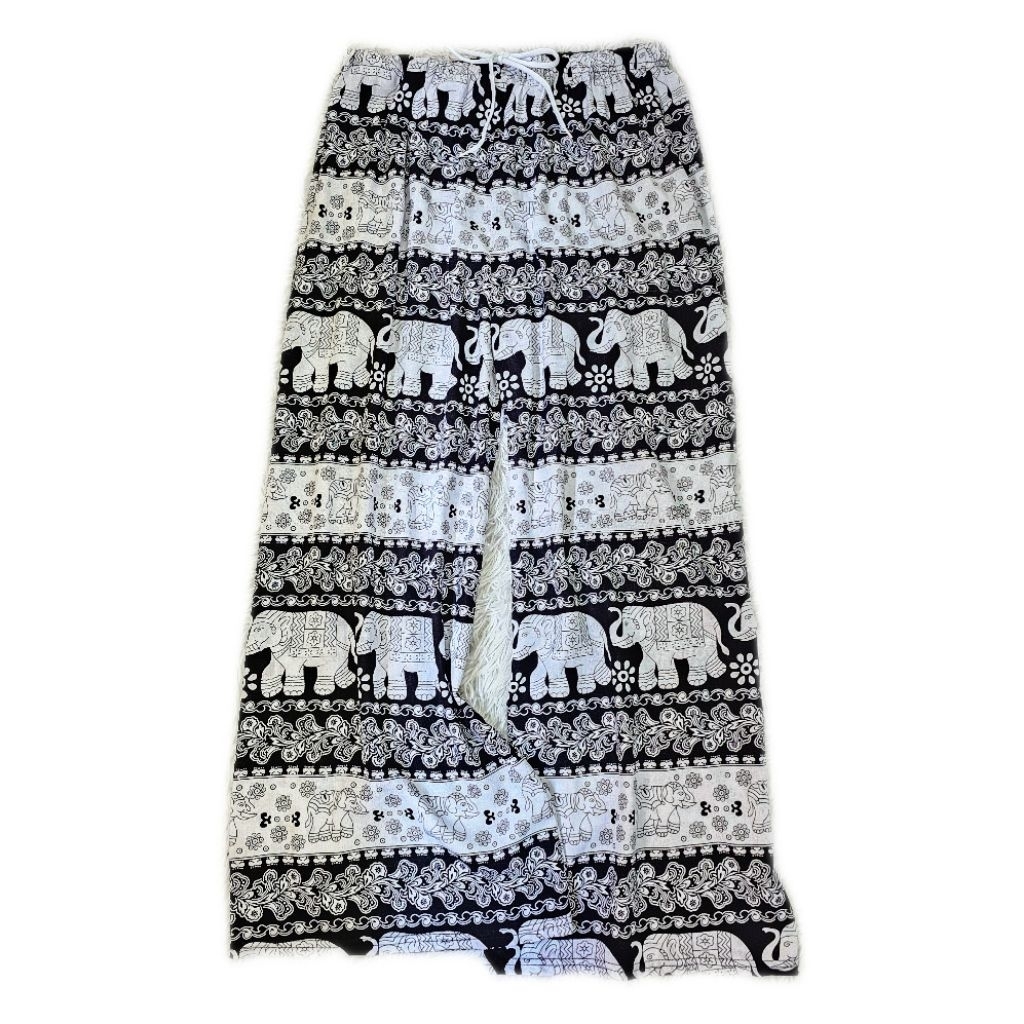 กางเกงลายช้าง ขาปล่อย งานไทยเกรดสูง ผ้าสปัน เอว25-40 นิ้ว - รูปที่ 4