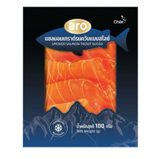 🚗delivery แซลมอน เทราต์รมควันสไลซ์แช่แข็ง เอโร่ 100 กรัม