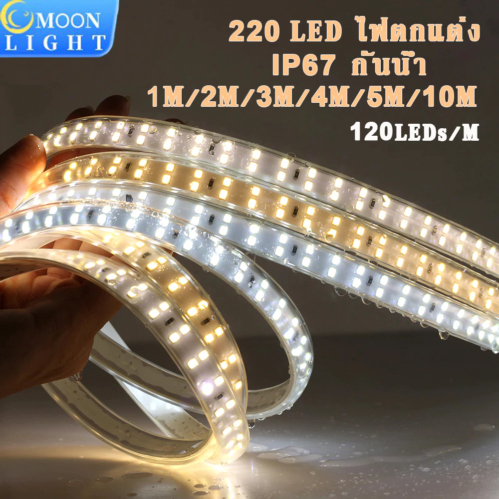 ไฟเส้น แถบไฟนีออน LED 220V ไฟเส้นแต่งห้อง1-10m ใช้งานกลางแจ้ง IP67 กันน้ำ ทนแดด