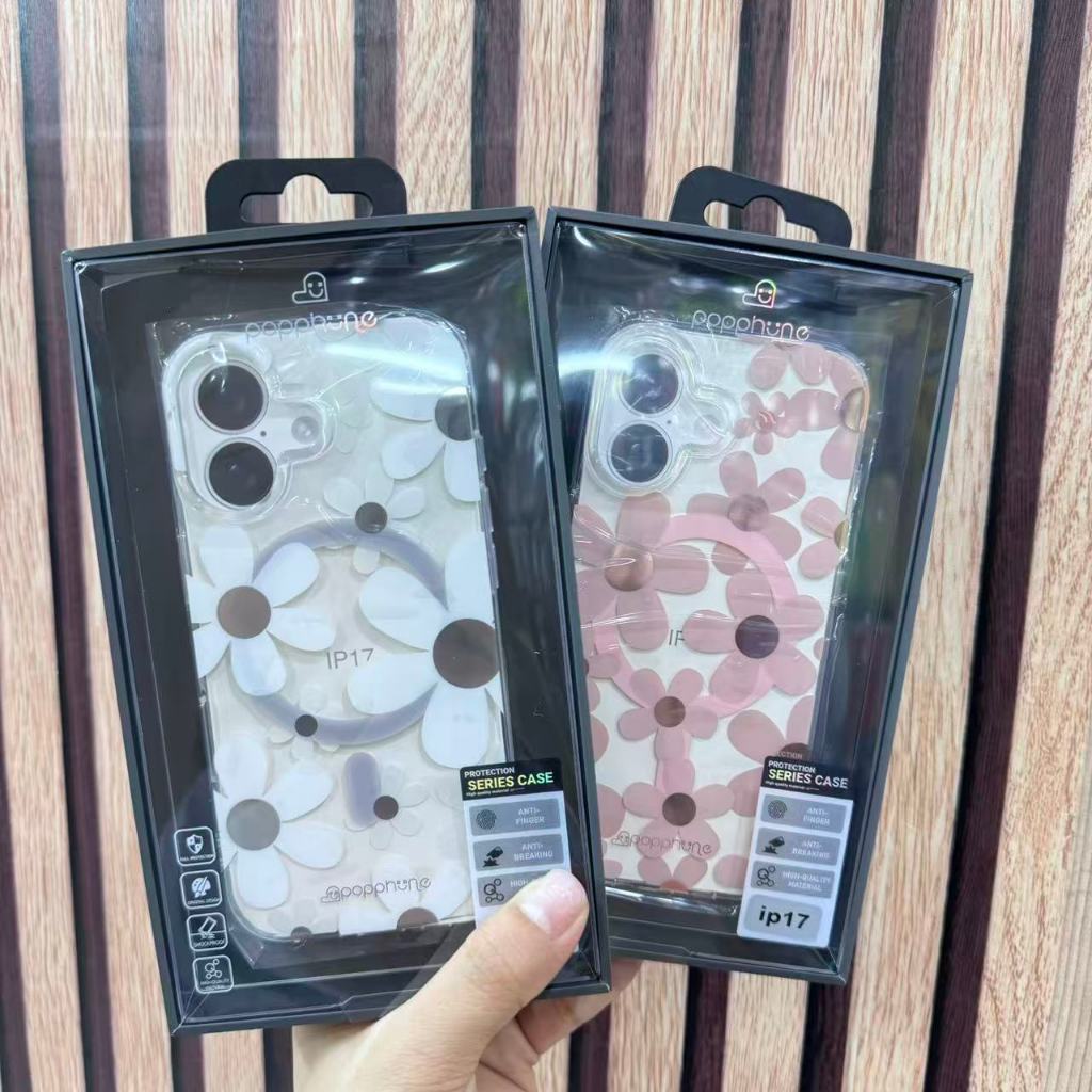 MB จัดส่งจากไทย เร็ว1-2วัน Popphone เคสดอกไม้ เคส แม่เหล็ก ชาร์ได้ สำหรับ iP 17promax IP17 IP17pro I