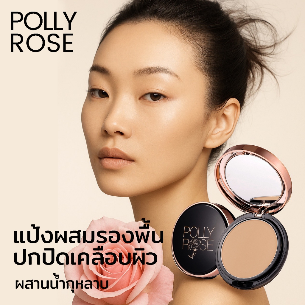 แป้งผสมรองพื้น Pollyrose Photogenic งานผิว ปกปิดเนียน คุมมัน ติดทน SPF35