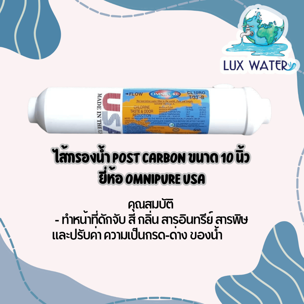 OMNIPURE USA โพสคาร์บอน Inline ขนาด 10"