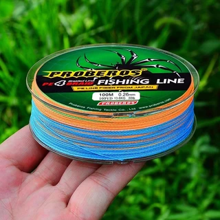 สายPEถัก4 ยาว100 เมตร PROBEROS สายพีอี หลากสี เหนียว ทนทาน เอ็นตกปลา FISHING LINE