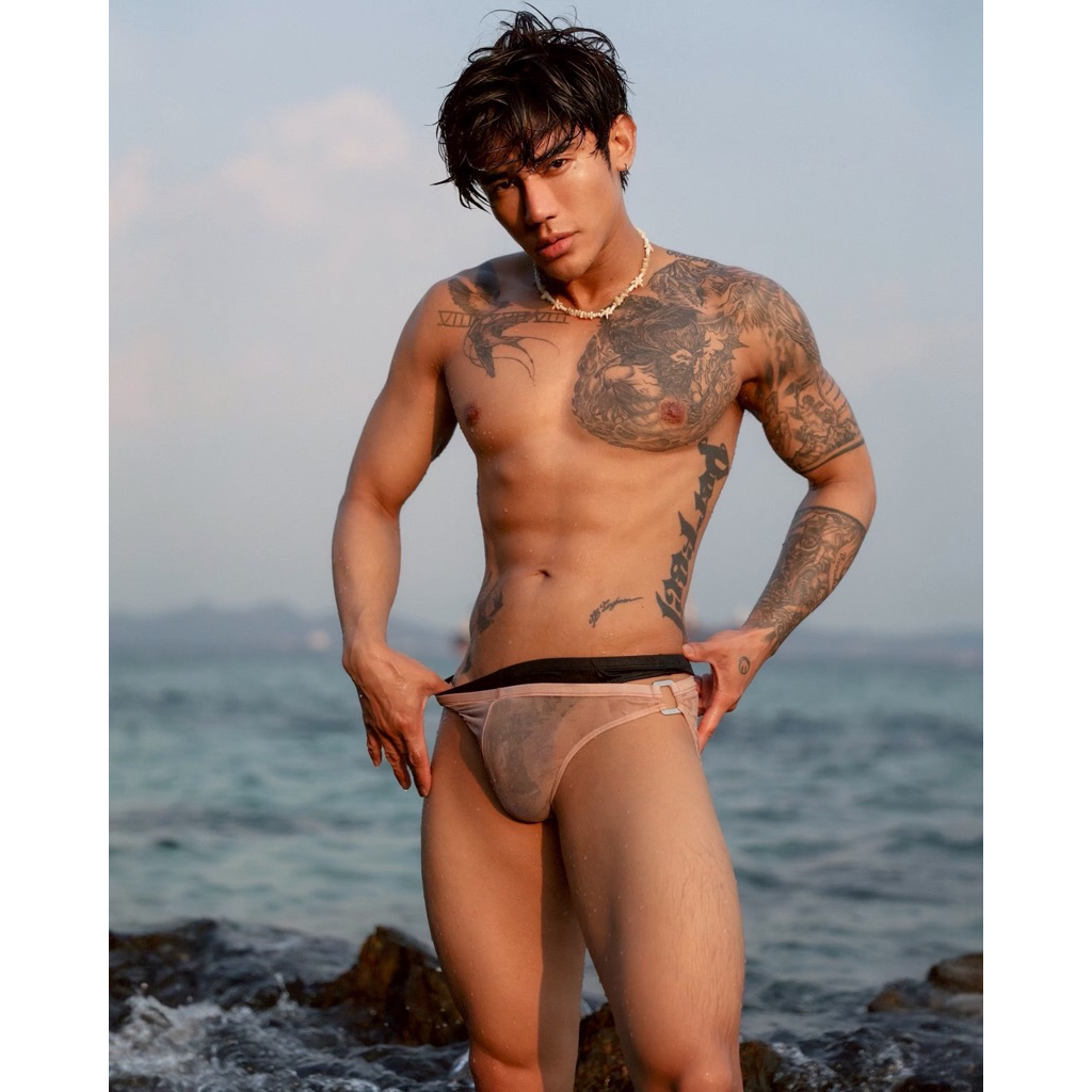 SX010 กางเกงว่ายน้ำ กางเกงในเซ็กซี่ ผ้ายืดตาขายซีทรู  Awesome swimwear
