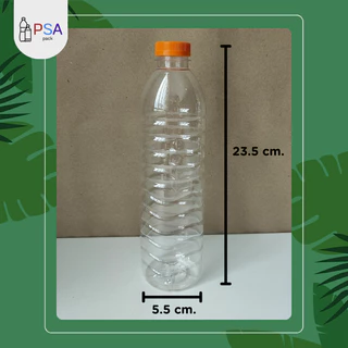 ขวดน้ำพลาสติก 600ml. ทรงกลม 60 ใบ | ฟรีฝาขวดให้เลือก 10 สี (ห่อกล่อง)