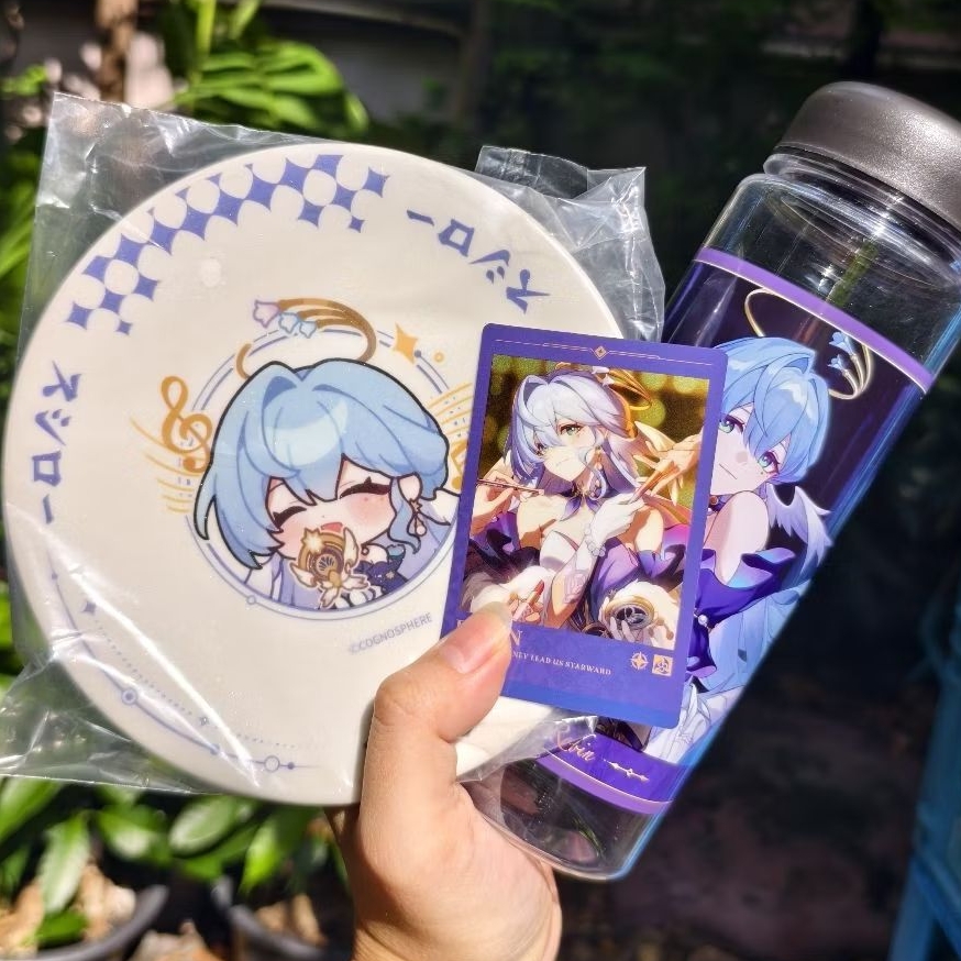 [พร้อมส่ง] Honkai star rail x sushiro robin set ฮงไก ซูชิโร่ การ์ด จานโรบิ้น ขวด+สติกเกอร์*ไม่มีโค้ด