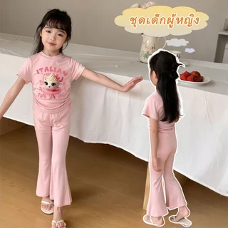 Beryl kids🌸ชุดเซ็ทเด็กฮิตฮอต🎀ชุดสองชิ้นน่ารักเด็กผู้หญิง สไตล์การ์ตูน แฟชั่น ลำลอง นุ่ม สบาย แบบสวย ใส่ไปโรงเรียนใส่อยู่