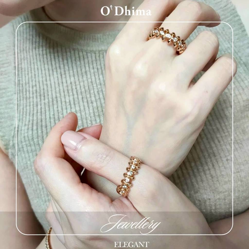 O'Dhima แหวนเพชร Pink Gold 18k size#51,#54 OR0512-3