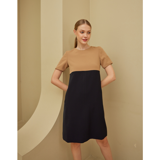 kade.bkk | เดรสลำลอง รุ่น Anna Dress เดรสสั้น 2 สีตัดกัน (KAD30)