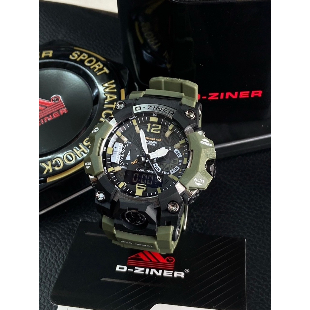 D-Ziner นาฬิกาข้อมือผู้ชาย รุ่น Sport Watch สาย PU กันน้ำ 30M หน้าปัดอะคริลิค ขนาด 55 มม. สาย 22 ซม