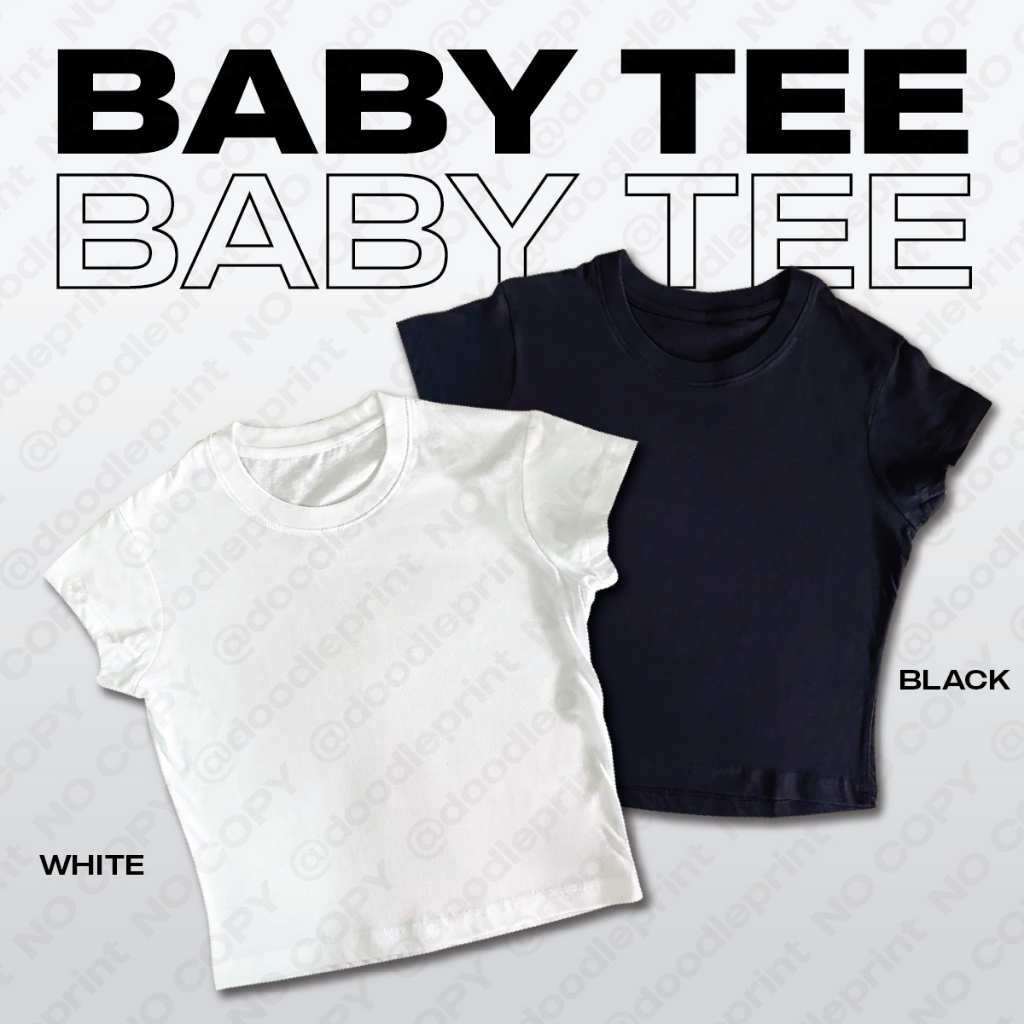 เสื้อทรงเบบี้ที Baby tee [ถ้ารับแบบพร้อมสกรีนต้องกดสั่ง 2 สินค้า] ผ้าคอตตอน รับสกรีนเสื้อ ไม่มีขั้นต่ำ