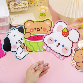 🔥พร้อมส่ง🔥 พัดกระดาษ พัด พัดลายการ์ตูน พัดพกพา พัดมือจับ พัดมือพกพา ของแจกน่ารักๆ ของแถม ของชำร่วย