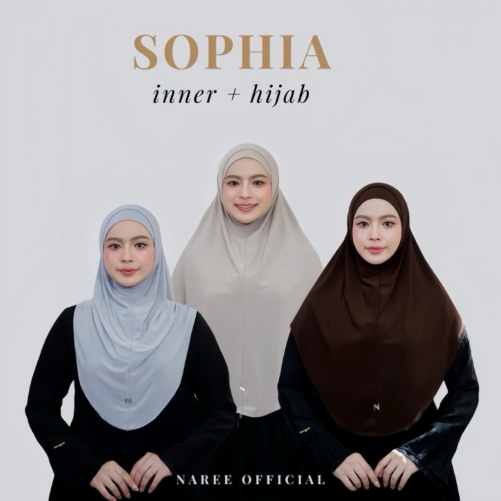 Naree รุ่น SOPHIA ( โซเฟีย) INNER + HIJAB(ผ้าคลุมแม่ลูก) ผ้ายITY 3sizeหน้ากว้างสำหรับ 10-11.8