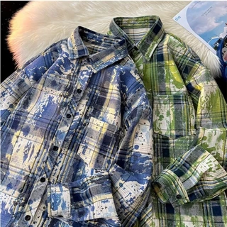 knowyou_เสื้อเชิ้ตผู้ชายลายสก็อตแขนยาวสไตล์วินเทจ ใส่เที่ยว ใส่ทำงาน สวมใส่สบาย M-2XLพร้อมส่ง
