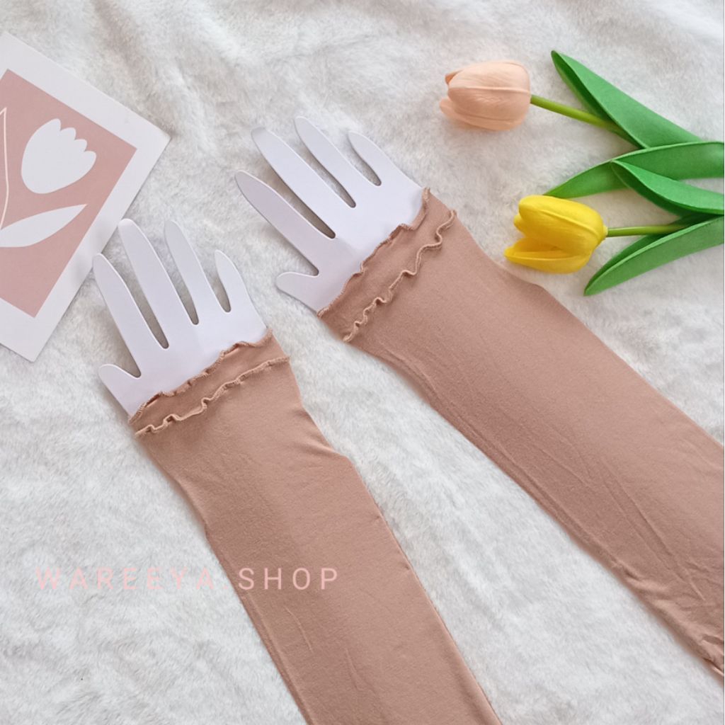 ปลอกแขนมุสลิมะฮฺ ผ้าเรยอนนิ่ม ขอบหยัก 2 ชั้น ฟรีไซส์ 8 สี พร้อมส่ง