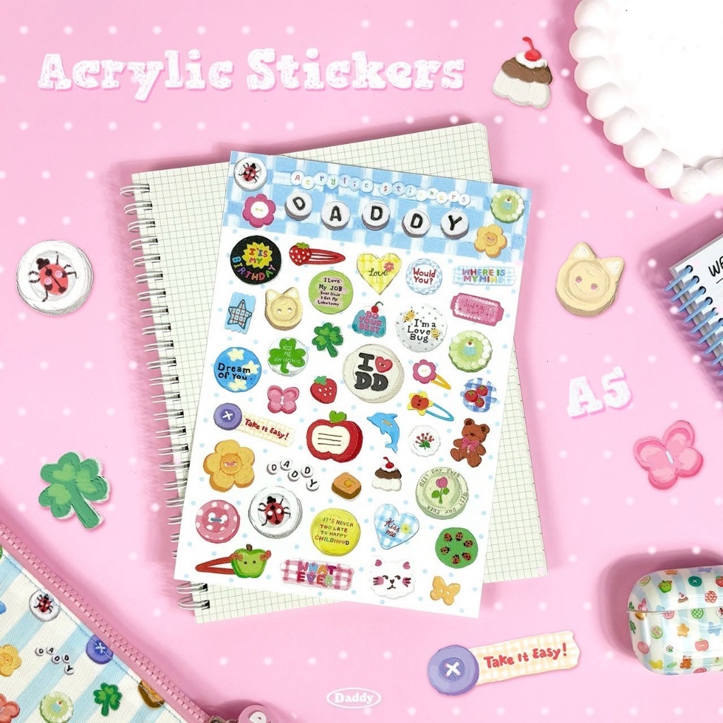 DADDY | Busy Buttons Sticker สติ๊กเกอร์ สุดน่ารัก