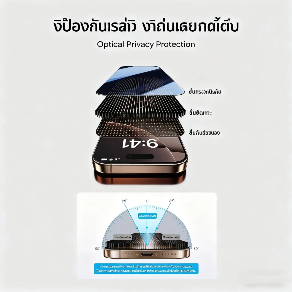 ฟิล์มกระจก เต็มจอ สำหรับ iPhone กันมองกันเสือก รุ่น 17pro MAX 15 14 16 Pro Max 13 ProMax 12 SE 16Plus X XR XS 11 17AIR thumbnail 9