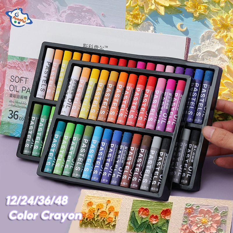สีเทียนเด็กปลอดสารพิษ12/24/36/48สี สีวาดรูป สีชอล์คน้ำมัน เครื่องมือเขียน/วาดภาพของนักเรียน