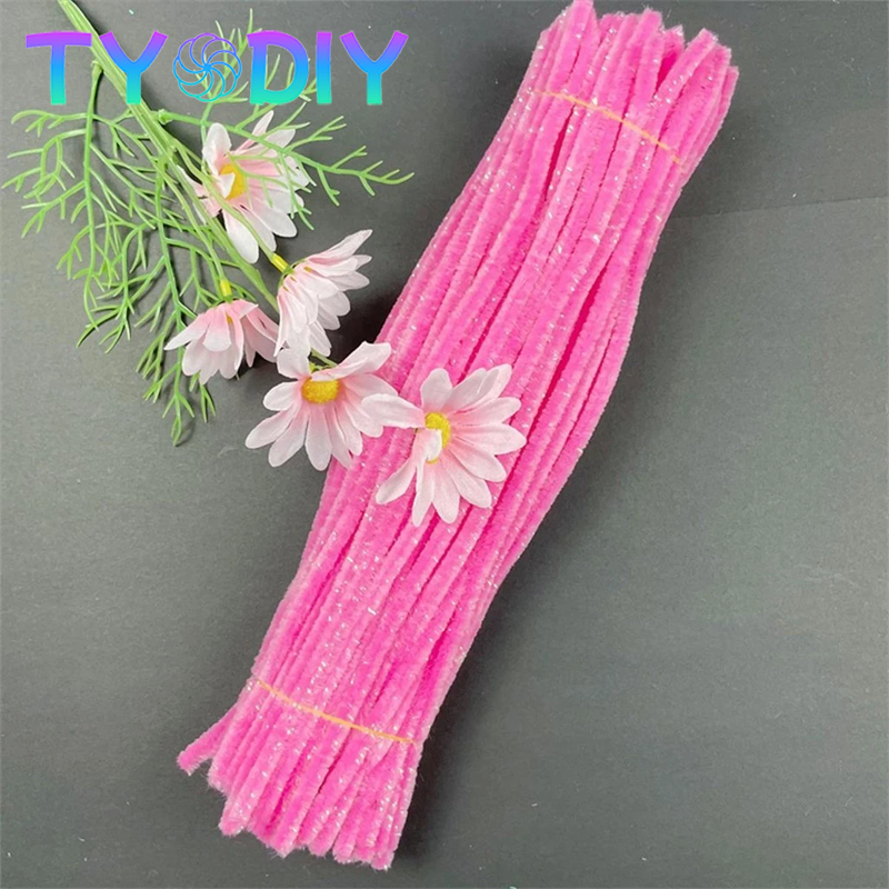 ลวดกำมะหยี่กลิตเตอร์ ลวดกํามะหยี่ขนฟู ลวดกำมะหยี่ สีสันสดใส สำหรับงานฝีมือ  งานฝีมือเด็ก (100pcs) - รูปที่ 4