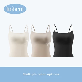 ⭐KOBENI⭐เสื้อสายเดี่ยว มีฟองน้ำในตัว สายสะพายไหล่ดีไซน์ไข่มุก ผ้าคุณภาพสูง นุ่มสบายผิว รัดรูป ทรงสวย